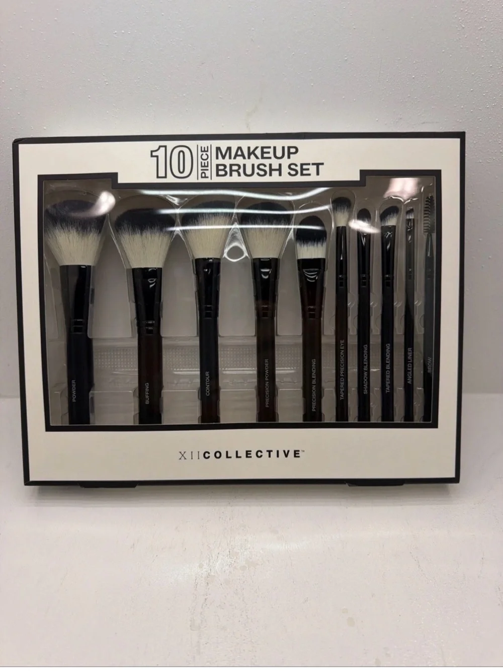 XIICOLLECTIVE 10-Piece Black & White Makeup Brush Set